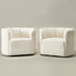 Wilton Bouclé Swivel Barrel Chair - White Petal Back Modern Swivel Chair | Swivel Accent Chairs | Kinwell Furniture | Swivel Armchairs