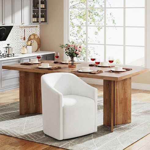 Rafa Performance Dining Chair with Casters - Covered Dining Chair | Dining Chairs with Arms | Kinwell Furniture | Performance Fabric Chairs