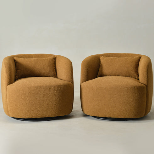 Ashlie Bouclé Swivel Barrel Chair - Swivel Accent Chair | Living Room Swivel Chairs | Kinwell Furniture | Best Swivel Chairs