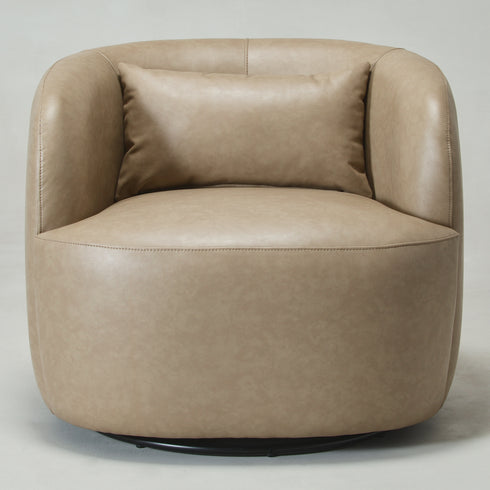 Ashlie Faux Leather Swivel Chair - Khaki Swivel Armchair | Faux Leather Accent Chairs | Kinwell Furniture | Modern Swivel Chairs