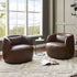 Ashlie Faux Leather Swivel Chair - Brown Modern Swivel Chair | Swivel Accent Chairs | Kinwell Furniture | Swivel Armchairs