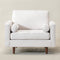 Tiziano Tufted Armchair – Ivory Linen Accent Chair with Pillows | Mid-Century Lounge Chair | Kinwell Furniture