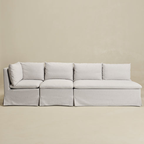 Nelly Performance L-Shape Banquette - Light Gray Modern L-Shape Banquette | L-Shape Banquette Seating | Kinwell Furniture | Modular Dining Banquette Set