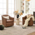 Lawton Faux Leather Tufted Swivel Chair – Brown Industrial Modern Swivel Chair | Faux Leather Office & Lounge Chair | Kinwell Furniture | High Back Chair