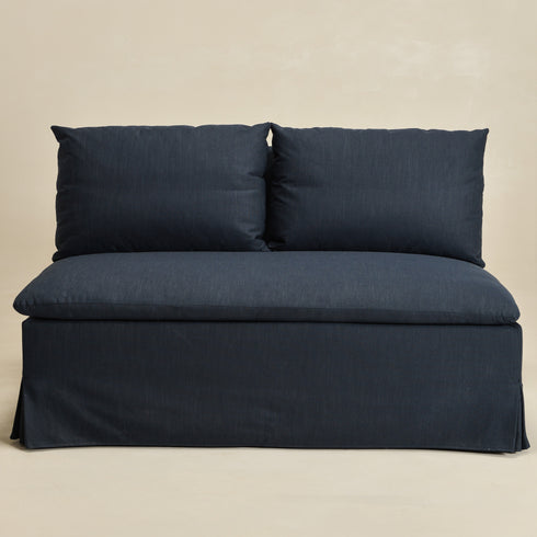 Nelly Performance Bench Banquette - Indigo Modern Banquette Bench | Dining Benches & Banquettes | Kinwell Furniture | Upholstered Banquette Bench