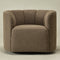 Wilton Bouclé Swivel Barrel Chair - Teddy Brown Petal Back Modern Swivel Chair | Swivel Accent Chairs | Kinwell Furniture | Swivel Armchairs