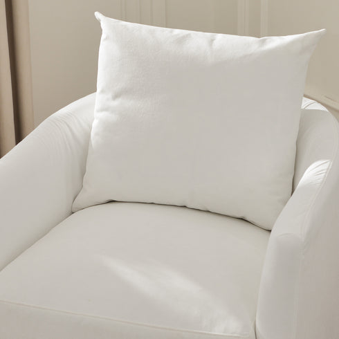 Eliza Slipcover Swivel Barrel Chair – White Swivel Armchair | Washable Slipcover Chair | Kinwell Furniture | Cozy Lounge Chair