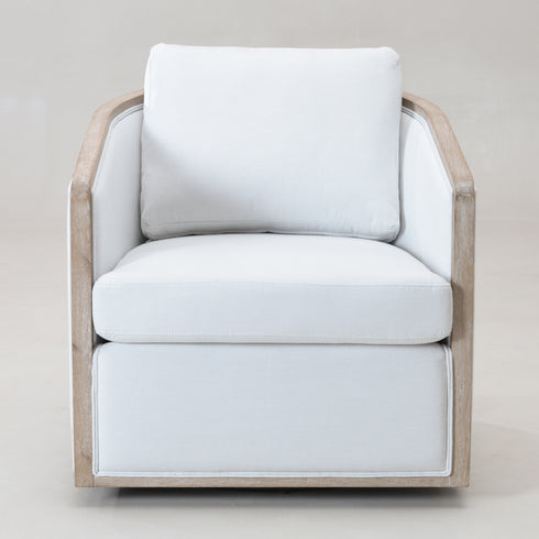 Claude Performance Linen Fabric Swivel Chair - Ivory Modern Swivel Chair | Swivel Accent Chairs | Kinwell Furniture | Swivel Armchairs