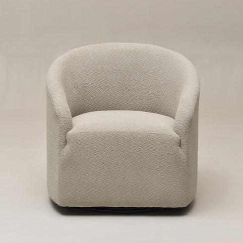 Susie Bouclé Swivel Barrel Chair - Oatmeal Mid Century Modern Swivel Chair | Waiting Room Swivel Chairs| Kinwell Furniture | Designer Swivel Chairs