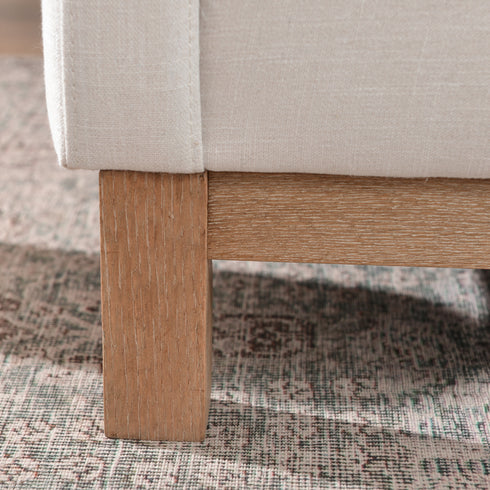 Goose Down Feathers Upholstered Armchair – Cream Square Arm Accent Chair | Plush Feather-Filled Chair | Kinwell Furniture | Cloud-Soft, Timeless Design