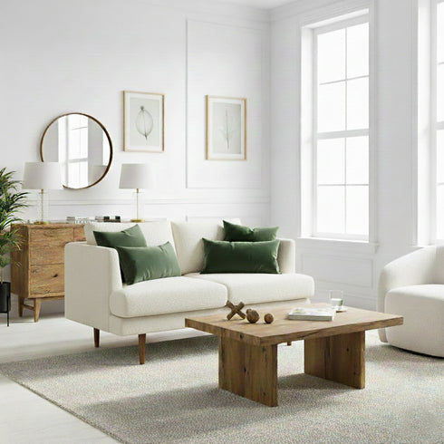 Cream Upholstered Loveseat – Albert Loveseat Sofa | 2-Seater Couch | Kinwell Furniture | Mid-Century Modern, Timeless Design