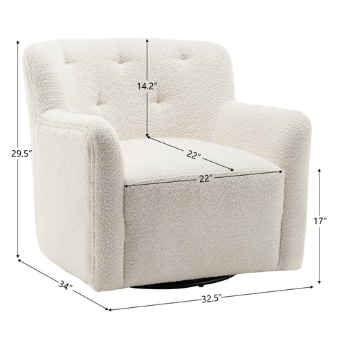 Vestie Chenille Swivel Barrel Chair - Cream Mid Century Modern Swivel Chair | Waiting Room Swivel Chairs| Kinwell Furniture | Designer Swivel Chairs