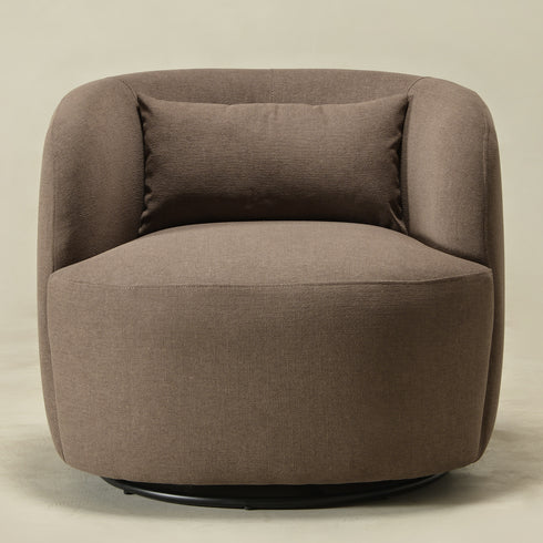 Ashlie Chenille Swivel Barrel Chair - Teddy Brown Modern Swivel Chair | Swivel Accent Chairs | Kinwell Furniture | Swivel Armchairs