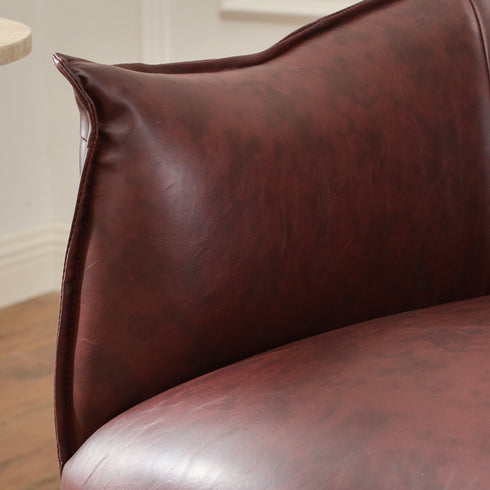 Kadar Leather Barrel Chair-Red Modern Leather Chair | Accent Chairs | Kinwell Furniture | Barrel Chairs