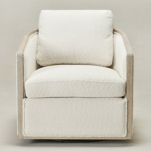 Claude Bouclé Swivel Barrel Chair - Cozy Modern Swivel Chair | Swivel Accent Chair for Living Room | Kinwell Furniture | Swivel Armchair with Bouclé Fabric