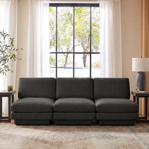 Montyne Bouclé Armless Chair - Comfortable Accent Chair | Side Chairs for Living Room | Kinwell Furniture | Oversize Accent Chairs & Large Accent Chairs