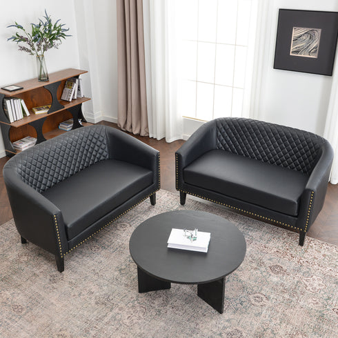 Logan Faux Leather Tufted Loveseat | Fabric Loveseat Couch | Kinwell Furniture | Modern Loveseats & Comfortable Loveseat Sofa Couches