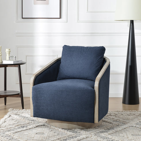 Barnett Swivel Barrel Chair - Navy Modern Swivel Chair | Swivel Accent Chairs | Kinwell Furniture | Swivel Armchairs