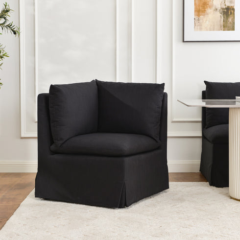 Nelly Performance Corner Banquette Chair - Black Modern Corner Banquette Chair | Corner Banquette Seating | Kinwell Furniture | Modular Dining Banquette