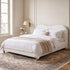 Dorothy Linen Platform Bed with Headboard – White Modern Upholstered Queen Bed Frame | Platform Beds | Kinwell Furniture | Bedroom Bed Frame