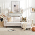 Tiziano Tufted 2-Piece Sectional Sofa – Ivory Linen Reversible Chaise Couch with Accent Pillows | Mid-Century Modern L-Shaped Sofa | Kinwell Furniture