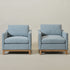 Goose Down Feathers Upholstered Armchair – Blue Square Arm Accent Chair | Plush Feather-Filled Chair | Kinwell Furniture | Cloud-Soft, Timeless Design