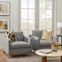 Goose Down Feathers Upholstered Armchair – Gray Square Arm Accent Chair | Plush Feather-Filled Chair | Kinwell Furniture | Cloud-Soft, Timeless Design