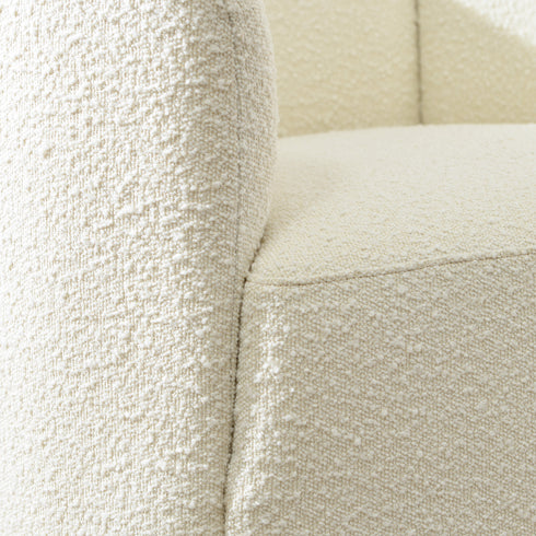 Wilton Bouclé Swivel Barrel Chair - White Petal Back Modern Swivel Chair | Swivel Accent Chairs | Kinwell Furniture | Swivel Armchairs
