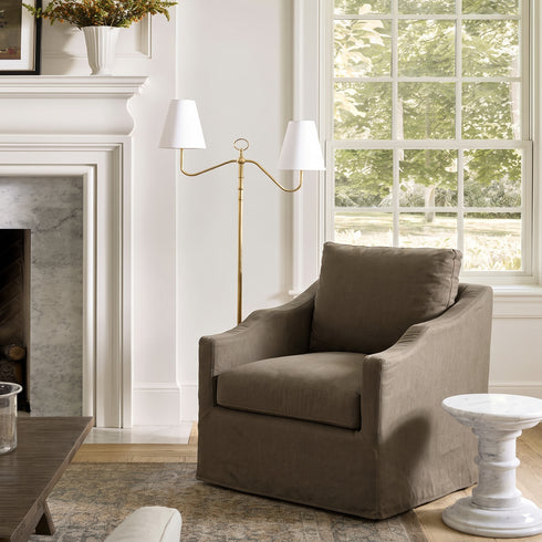 Charles Slipcover Swivel Barrel Chair