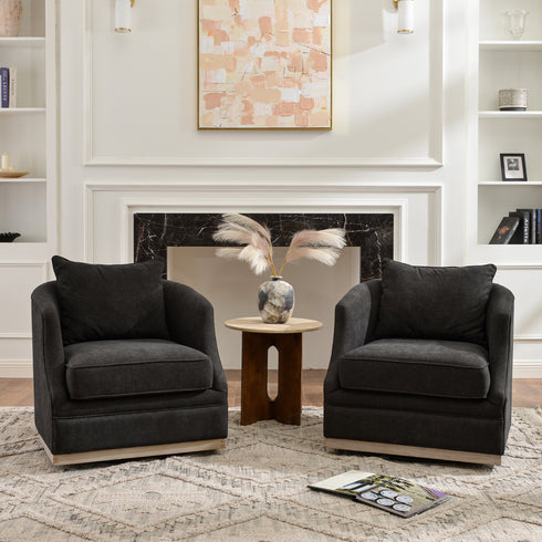 Minerva Swivel Barrel Chair - Black Modern Swivel Chair | Swivel Accent Chairs | Kinwell Furniture | Swivel Armchairs
