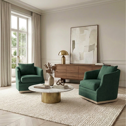 Minerva Swivel Barrel Chair - Green Modern Swivel Chair | Swivel Accent Chairs | Kinwell Furniture | Swivel Armchairs