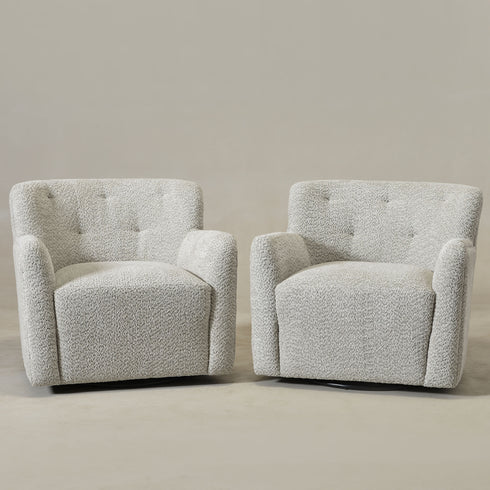 Vestie Chenille Swivel Barrel Chair - GrayGreen Modern Swivel Chair | Swivel Accent Chairs | Kinwell Furniture | Swivel Armchairs