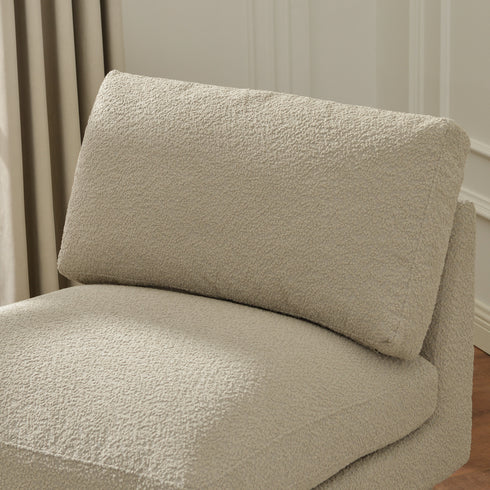 Montyne Bouclé Armless Chair - Light Oatmeal Color | Bouclé Lounge Accent Chair | Kinwell Furniture | Minimalist Interior Seating