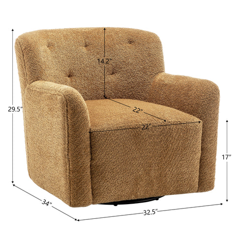 Vestie Chenille Swivel Barrel Chair - Camel Modern Swivel Chair | Swivel Accent Chairs | Kinwell Furniture | Swivel Armchairs