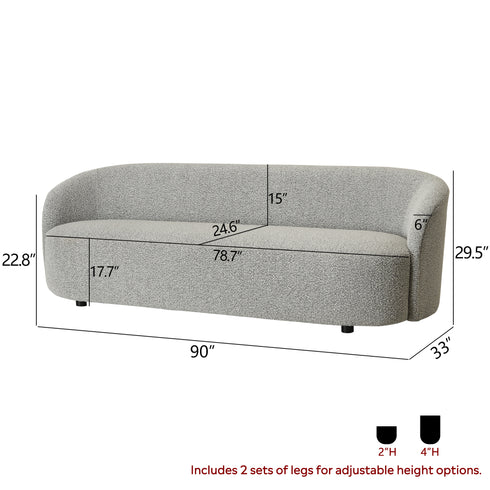 Everitte Bouclé 3-Seater Sofa - Black & White 3 Seater Sofa | Three Seater Couch | Kinwell Furniture | Modern 3 Seater Sofas