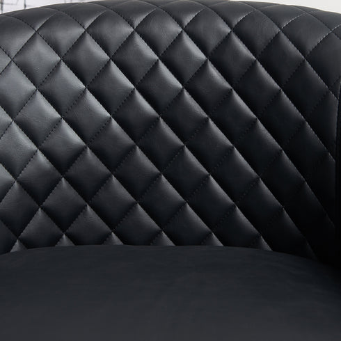 Logan Faux Leather Tufted Swivel Club Chair - Black Modern Swivel Chair | Swivel Accent Chairs | Kinwell Furniture | Swivel Armchairs