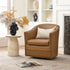 Lawton Faux Leather Tufted Swivel Chair – Camel Industrial Modern Swivel Chair | Faux Leather Office & Lounge Chair | Kinwell Furniture | High Back Chair