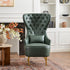 Letitia Faux Leather Wingback Chair - Green Accent Chair | Decorative Faux Leather Chairs | Kinwell Furniture | Modern Wingback Accent Chairs