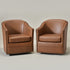 Lawton Faux Leather Tufted Swivel Chair – Brown Industrial Modern Swivel Chair | Faux Leather Office & Lounge Chair | Kinwell Furniture | High Back Chair