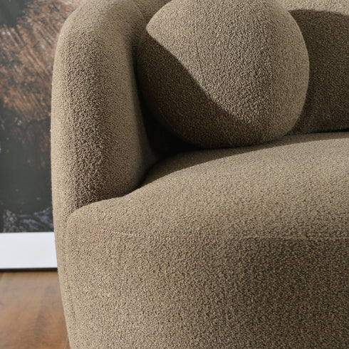 Ashlie Bouclé 3-Seater Sofa - Teddy Brown 3 Seater Sofa | Three Seater Couch | Kinwell Furniture | Modern 3 Seater Sofas