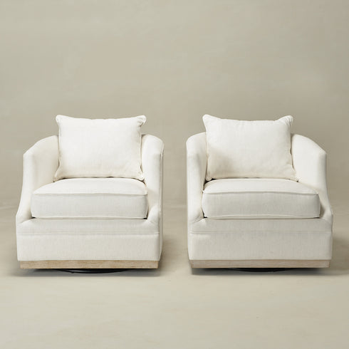 Minerva Swivel Barrel Chair - Beige Modern Swivel Chair | Swivel Accent Chairs | Kinwell Furniture | Swivel Armchairs