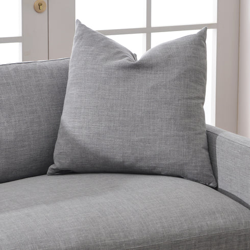Goose Down Feathers Upholstered Loveseat – Gray Square Arm 2-Seater Sofa | Plush Feather-Filled Loveseat | Kinwell Furniture | Cloud-Soft, Timeless Design