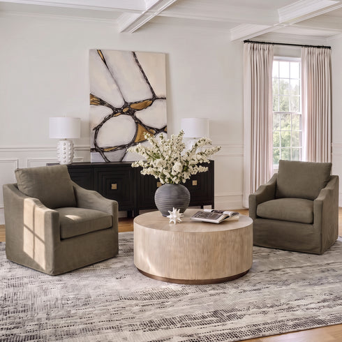 Charles Slipcover Swivel Barrel Chair
