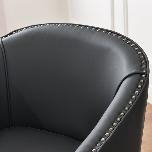 Lawton Faux Leather Tufted Swivel Chair – Black Industrial Modern Swivel Chair | Faux Leather Office & Lounge Chair | Kinwell Furniture | High Back Chair