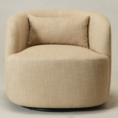 Ashlie Linen Swivel Barrel Chair - Wheat Modern Swivel Chair | Swivel Accent Chairs | Kinwell Furniture | Swivel Armchairs