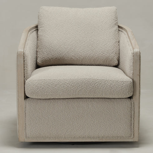 Claude Performance Linen Fabric Swivel Chair - Classic Swivel Armchair | Durable Linen Accent Chair | Kinwell Furniture | 360-Degree Swivel Chair