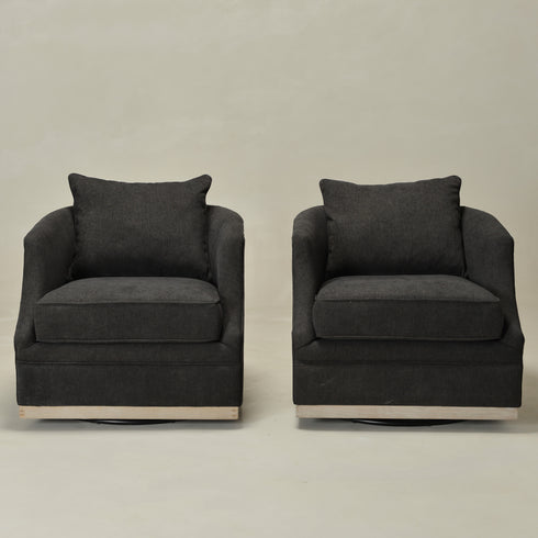 Minerva Swivel Barrel Chair - Black Modern Swivel Chair | Swivel Accent Chairs | Kinwell Furniture | Swivel Armchairs