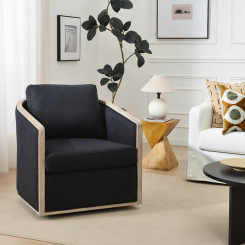 Claude Performance Linen Fabric Swivel Chair - Modern Swivel Chair | Swivel Accent Chairs | Kinwell Furniture | Swivel Armchairs