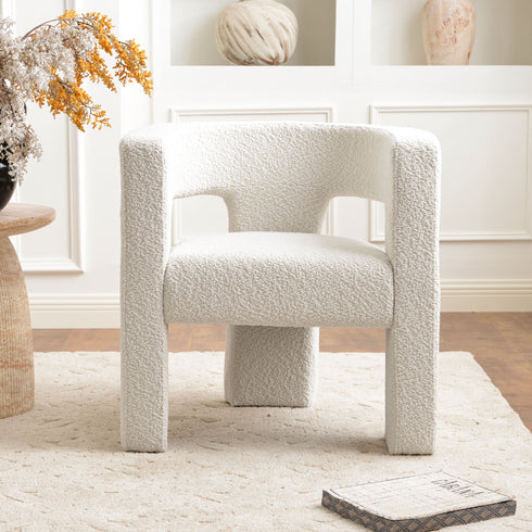 Herbert Modern Bouclé Armchair - Cream Top Rated Accent Chair | Accent Sitting Chairs | Kinwell Furniture | Modern Sitting Room Chairs
