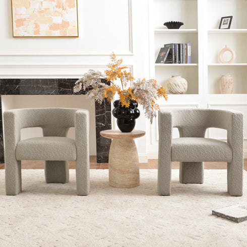 Herbert Modern Bouclé Armchair - Oatmeal Accent Chair | Decorative Accent Chairs | Kinwell Furniture | Modern Accent Chairs